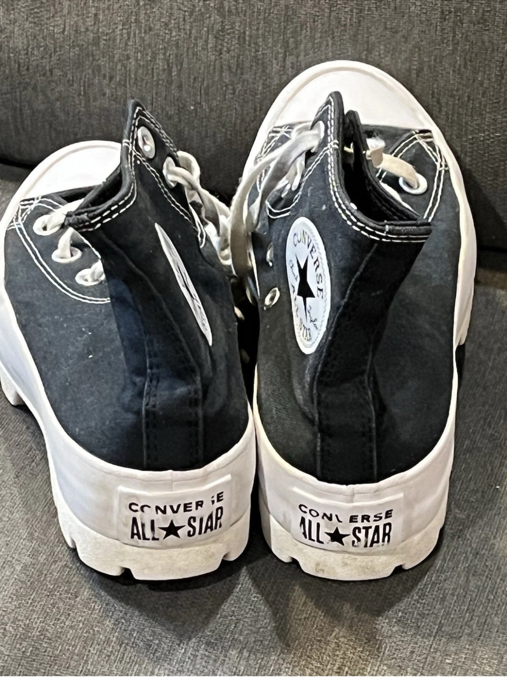Converse All Star black  high top sneakers platform lugged size 6.5 - Picture 3 of 5